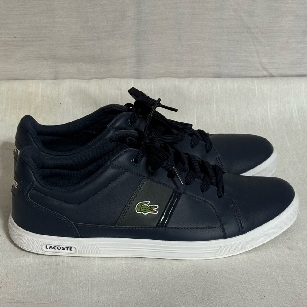 Lacoste Europa LCR3 Navy Leather Sneakers Men’s 9.5 NWOB